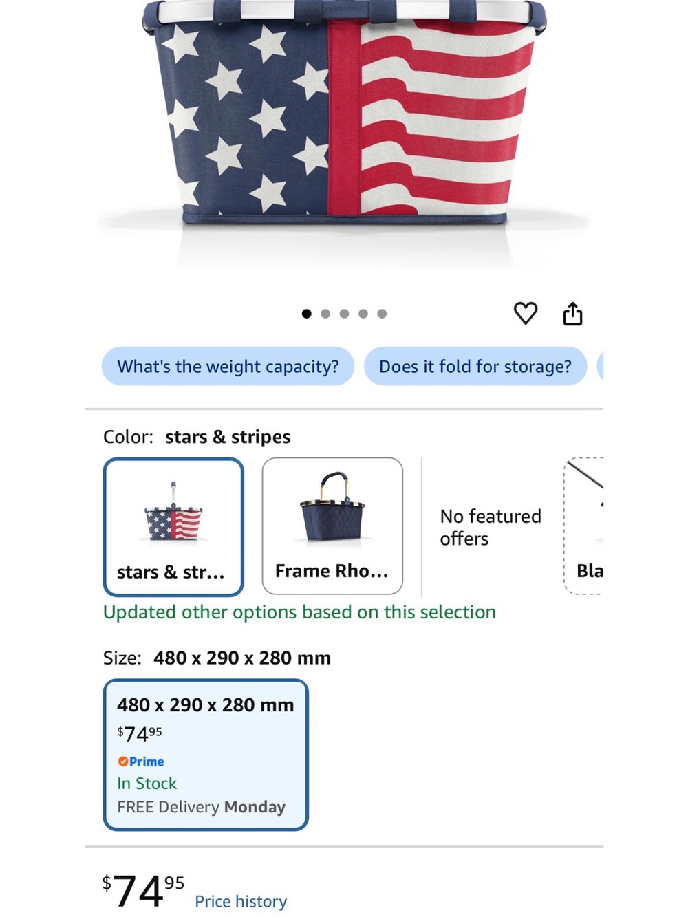 Stars & Stripes Foldable Storage Basket - Red, White & Blue